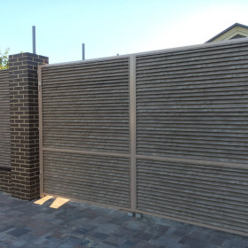 Забор жалюзи Твинго, шаг 55 мм, PRINTECH двухстороннее, Беленый дуб (Мараньон)