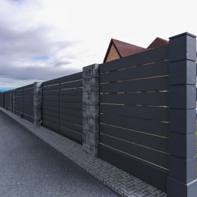 Ворота-жалюзи откатные металлические для забора, Планкен 190 мм, черные